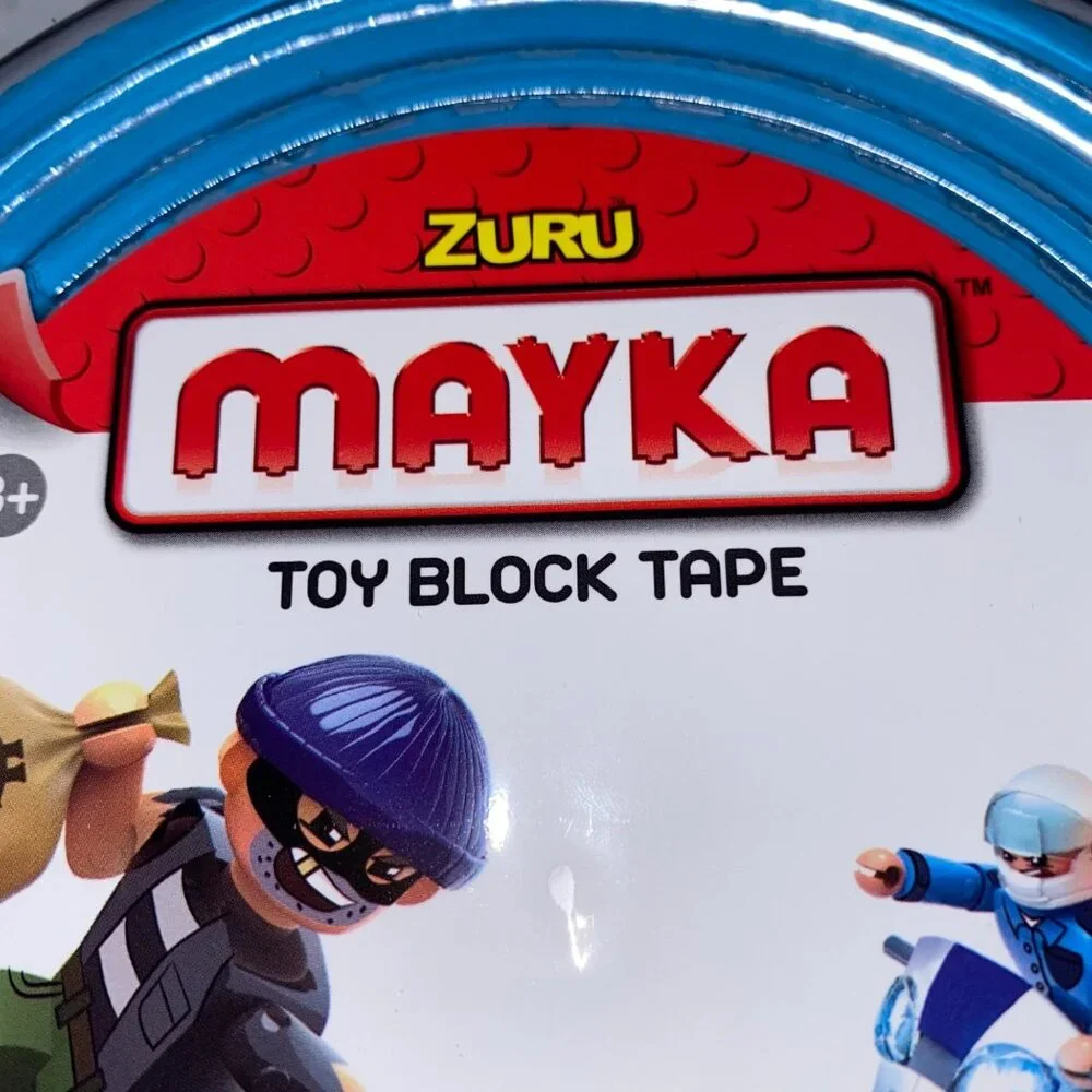 Mayka Blue Toy Block Tape 4 meters total (2 sets of 2m) Flexible Toy Block Tape - Picture 3 of 8